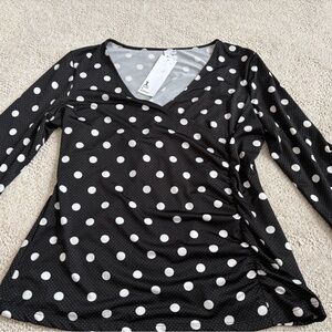 Jules & Leopold Black and White Polka Dot Blouse Sz L